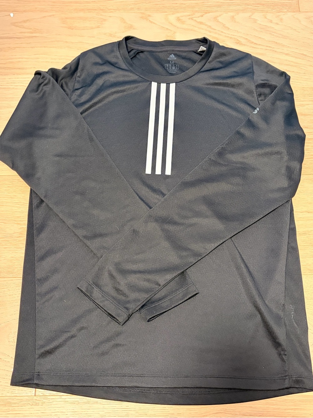 Adidas Men’s Black Long-Sleeve Training Tee with White Stripe